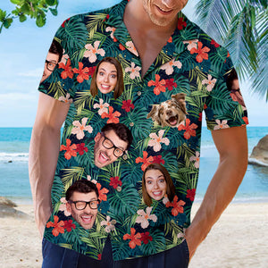 Photo personnalisée « Tu m'as eu à Aloha » - T-shirt hawaïen unisexe personnalisé avec visage personnalisé pour la famille - Cadeau pour la famille, les propriétaires d'animaux et les amoureux des animaux