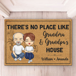 Il n'y a pas d'endroit comme la maison de grand-mère et grand-père - Tapis décoratif personnalisé pour la famille - Cadeau pour grand-mère, grand-père