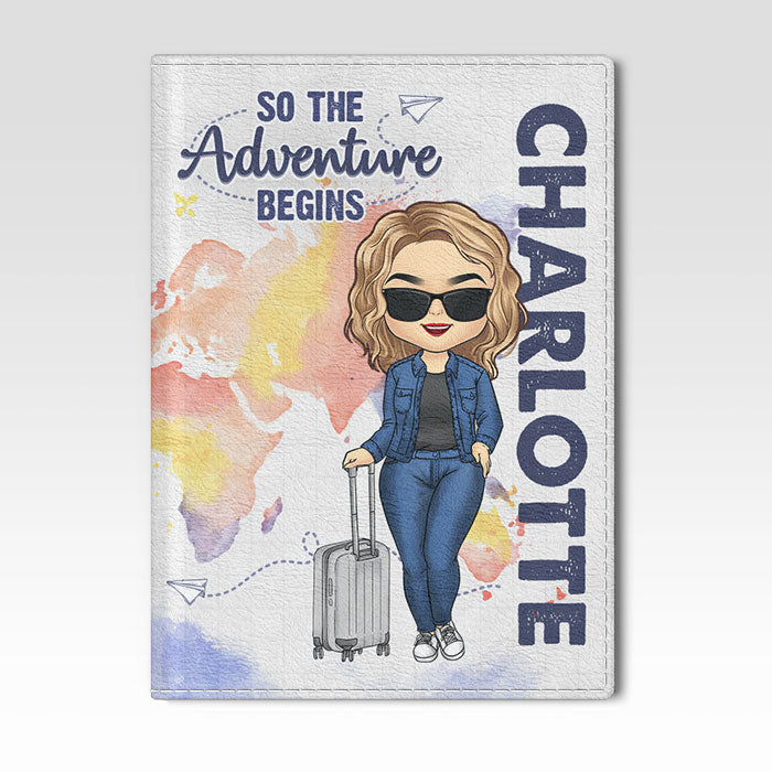 Alors l'aventure commence - Étui de passeport personnalisé pour voyage, porte-passeport - Cadeau pour les amoureux du voyage