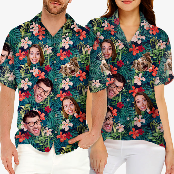 Photo personnalisée « Tu m'as eu à Aloha » - T-shirt hawaïen unisexe personnalisé avec visage personnalisé pour la famille - Cadeau pour la famille, les propriétaires d'animaux et les amoureux des animaux