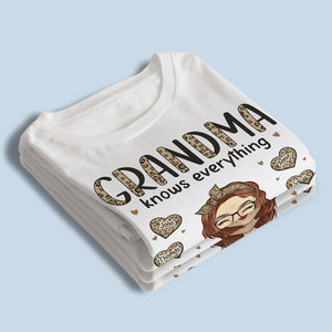 Grand-mère sait tout - T-shirt unisexe personnalisé pour la famille, sweat à capuche, sweat-shirt - Cadeau de fête des mères, d'anniversaire pour grand-mère