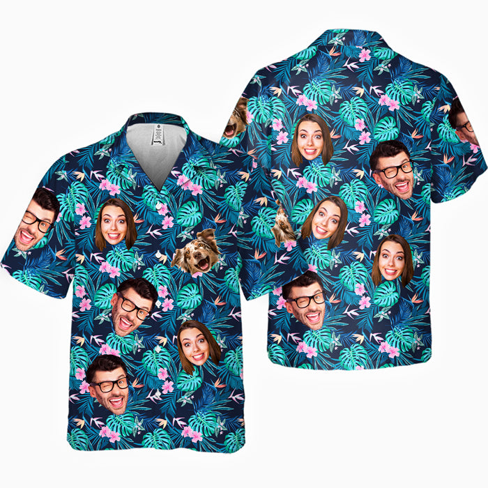 Photo personnalisée « Tu m'as eu à Aloha » - T-shirt hawaïen unisexe personnalisé avec visage personnalisé pour la famille - Cadeau pour la famille, les propriétaires d'animaux et les amoureux des animaux