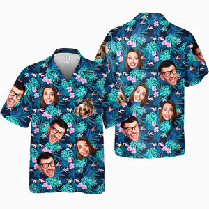 Photo personnalisée « Tu m'as eu à Aloha » - T-shirt hawaïen unisexe personnalisé avec visage personnalisé pour la famille - Cadeau pour la famille, les propriétaires d'animaux et les amoureux des animaux