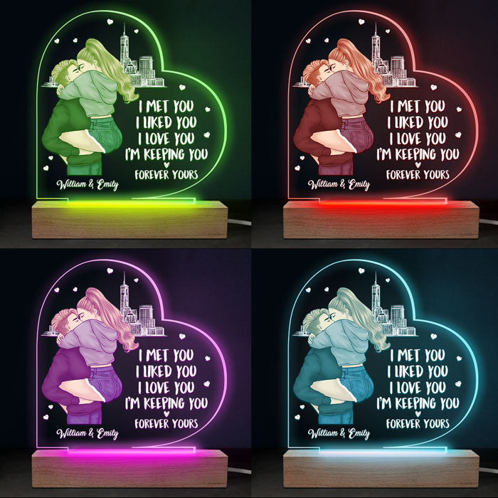 Je t'aime, je te garde - Couple personnalisé en forme de cœur 3D LED lumière - Cadeau pour mari femme, anniversaire