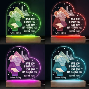 Je t'aime, je te garde - Couple personnalisé en forme de cœur 3D LED lumière - Cadeau pour mari femme, anniversaire