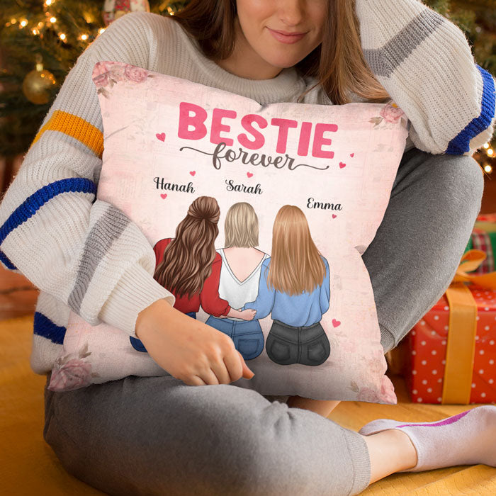 Coussin personnalisé Bestie Forever - Cadeau pour meilleures amies, meilleures amies, sœurs