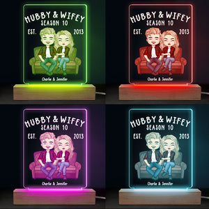 Hubby &amp; Wifey Season - Lampe LED 3D personnalisée pour couple - Cadeau pour mari et femme, anniversaire