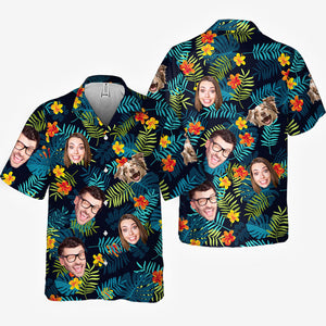 Custom Photo Unisex Tropical Hawaiian Aloha Shirt - Personalized Summer Vacation And Travel Gifts For Family, Dog Cat Lovers - Tropical Vibes Only
