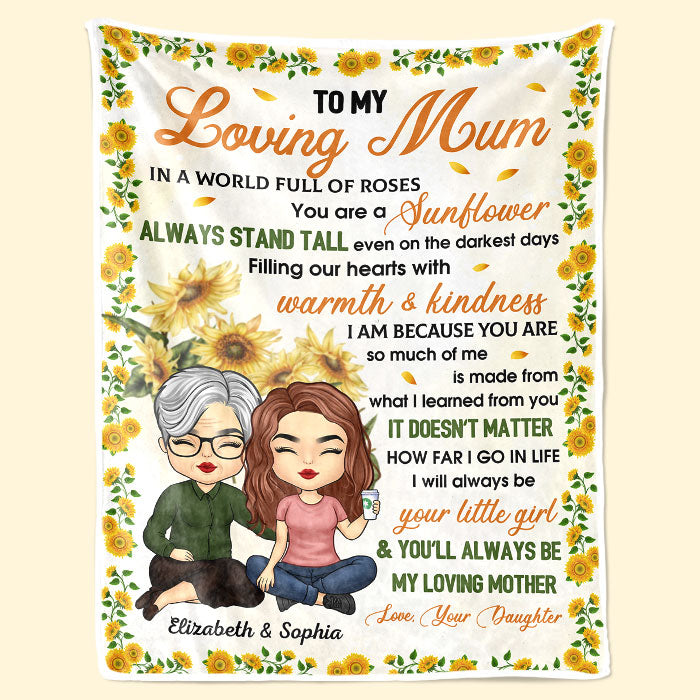 À ma maman bien-aimée, tu es un tournesol - Couverture personnalisée pour la famille - Cadeau de fête des mères, d'anniversaire pour maman de la part de sa fille