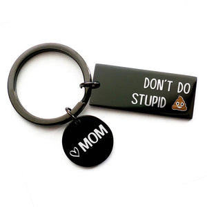 Ne faites pas de bêtises ! Porte-clés humoristique en acier inoxydable noir pour famille ! Cadeau idéal pour les membres de la famille.