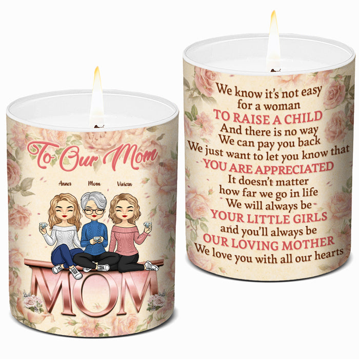Je t'aime de tout mon cœur - Bougie parfumée sans fumée personnalisée pour la famille - Cadeau pour maman de la part de sa fille