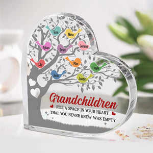 Les petits-enfants comblent un vide dans le cœur de grand-mère - Plaque acrylique personnalisée en forme de cœur pour la famille - Cadeau de fête des mères et d'anniversaire pour grand-mère