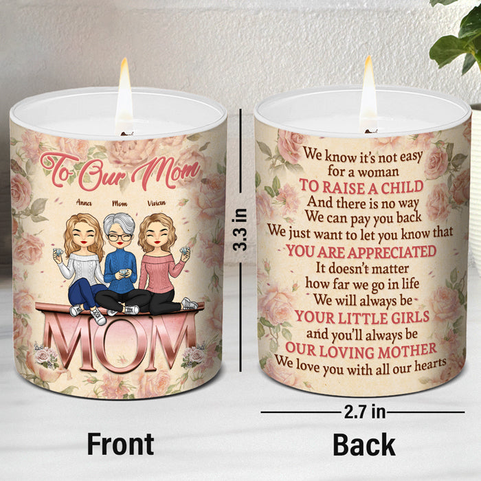 Je t'aime de tout mon cœur - Bougie parfumée sans fumée personnalisée pour la famille - Cadeau pour maman de la part de sa fille