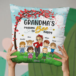 Mes raisons d'être heureux - Coussin personnalisé pour la famille - Cadeau d'anniversaire pour grand-mère et fête des mères