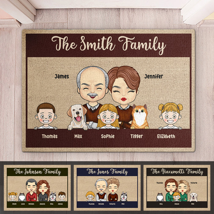 Ces enfants cool et ces animaux à fourrure signifient beaucoup pour nous - Tapis décoratif personnalisé pour la famille - Cadeau pour couples, propriétaires d'animaux, amoureux des animaux