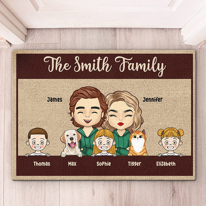 Ces enfants cool et ces animaux à fourrure signifient beaucoup pour nous - Tapis décoratif personnalisé pour la famille - Cadeau pour couples, propriétaires d'animaux, amoureux des animaux