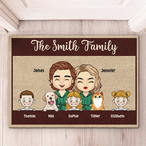 Ces enfants cool et ces animaux à fourrure signifient beaucoup pour nous - Tapis décoratif personnalisé pour la famille - Cadeau pour couples, propriétaires d'animaux, amoureux des animaux