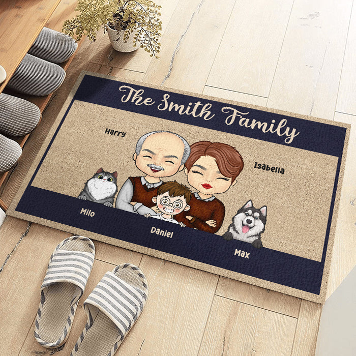Ces enfants cool et ces animaux à fourrure signifient beaucoup pour nous - Tapis décoratif personnalisé pour la famille - Cadeau pour couples, propriétaires d'animaux, amoureux des animaux