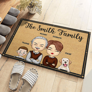 Ensemble, avec des enfants et des animaux adorables, nous formons une famille ! Tapis décoratif personnalisé pour la famille ! Cadeau pour couples, propriétaires d'animaux et amoureux des animaux.