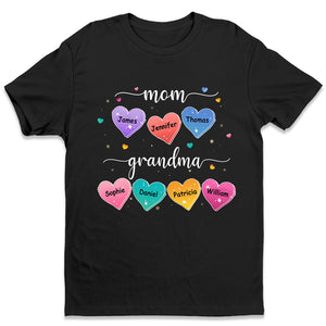 Grandma's Hearts - T-shirt unisexe personnalisé, sweat à capuche, sweat-shirt - Cadeau de fête des mères et d'anniversaire pour grand-mère