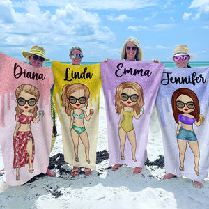 La vie est une plage, profitez de la fête - Serviette de plage personnalisée Bestie - Cadeau pour meilleures amies, BFF, sœurs