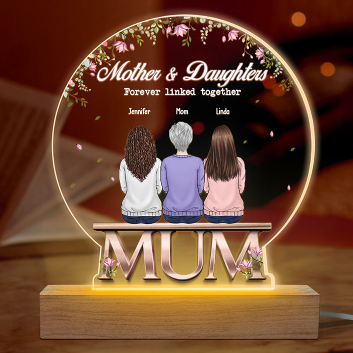 L'amour entre une mère et ses filles est éternel - Boule à neige LED 3D personnalisée pour la famille - Cadeau d'anniversaire et de fête des mères