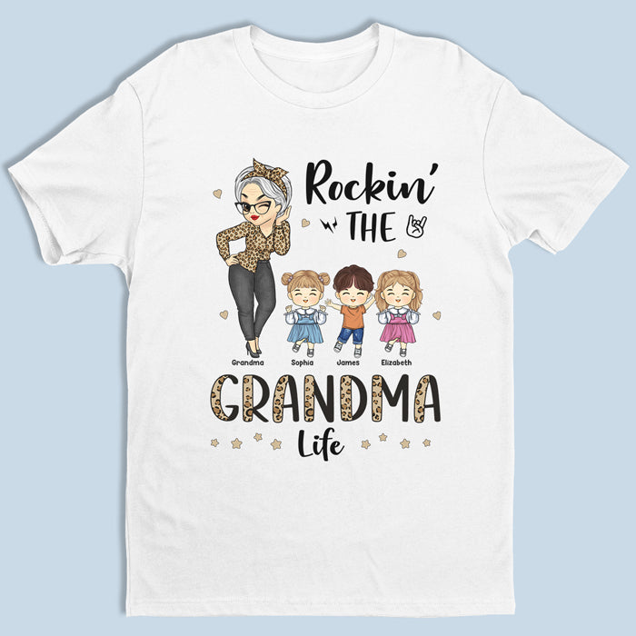 T-shirt unisexe personnalisé « Grandma Life » - Cadeau d'anniversaire pour maman et grand-mère