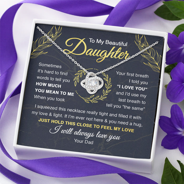 Je t'aimerai toujours - Collier avec nœud d'amour familial - Cadeau pour fille de la part de papa