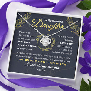 Je t'aimerai toujours - Collier avec nœud d'amour familial - Cadeau pour fille de la part de papa