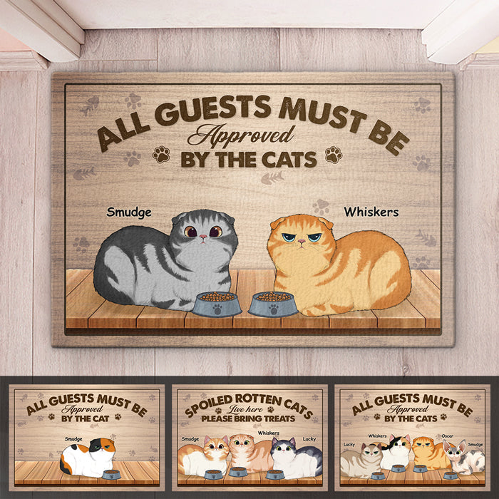 Attention, les chats gâtés vivent ici ! Tapis décoratif personnalisé pour chat ! Cadeau pour propriétaires et amoureux des animaux