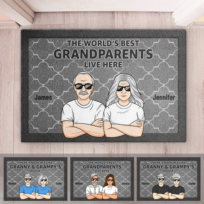 Les meilleurs grands-parents du monde - Tapis décoratif personnalisé pour la famille - Cadeau pour grand-père, grand-mère et grands-parents