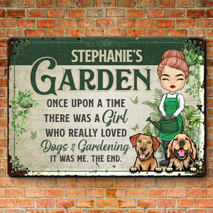 Une fille qui aimait vraiment les chiens et le jardinage – Panneau en métal personnalisé pour décoration de jardin – Cadeau de pendaison de crémaillère pour les amateurs de jardinage