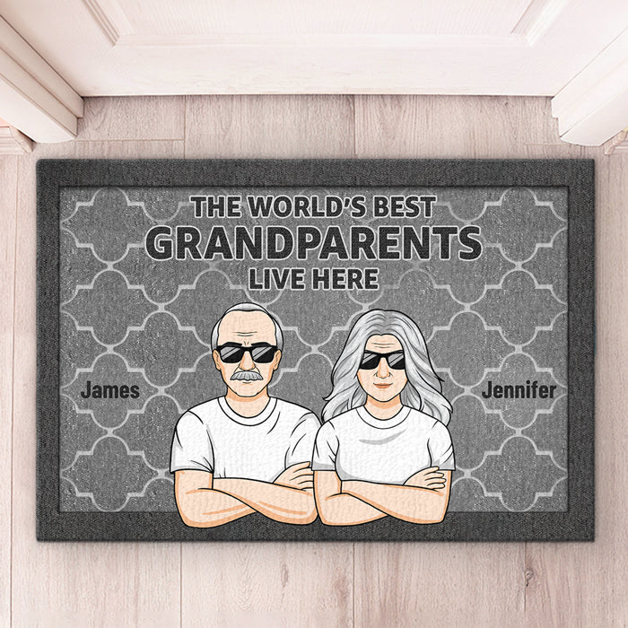 Les meilleurs grands-parents du monde - Tapis décoratif personnalisé pour la famille - Cadeau pour grand-père, grand-mère et grands-parents