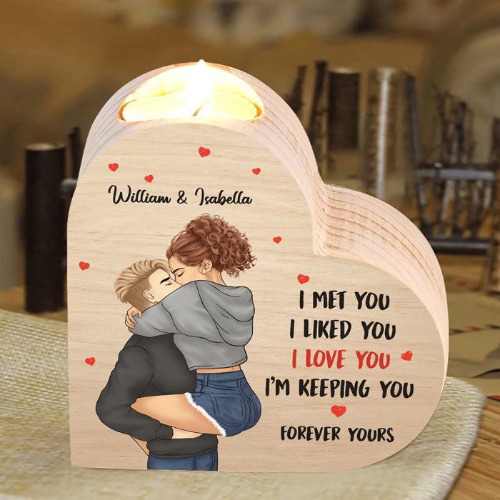 Je t'aime et je suis à toi pour toujours - Bougeoir personnalisé en forme de cœur pour couple - Cadeau pour mari et femme, anniversaire