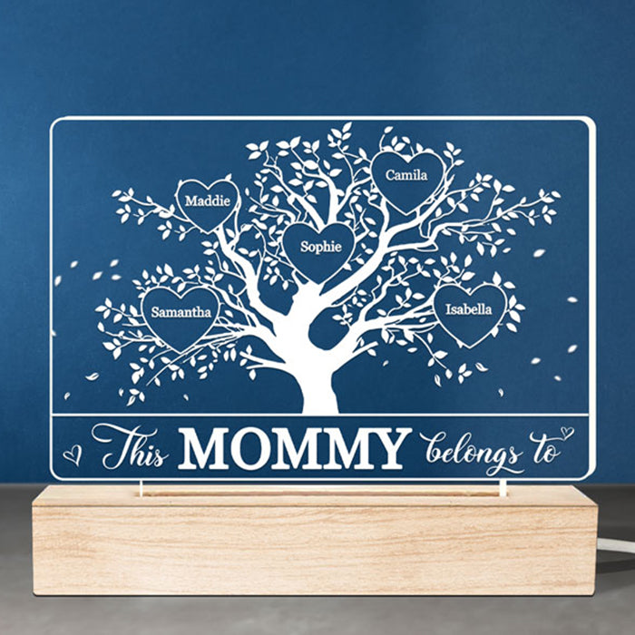 Cette grand-mère appartient à - Lampe LED 3D rectangulaire personnalisée pour la famille - Cadeau d'anniversaire, fête des mères pour maman et grand-mère
