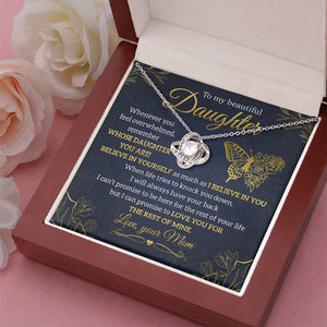Ma petite fille, je t'aime pour le reste de ma vie - Collier avec nœud d'amour familial - Cadeau pour fille de la part de maman