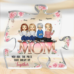 Tu es la pièce qui nous unit - Plaque acrylique personnalisée en forme de puzzle familial - Cadeau de fête des mères, d'anniversaire pour maman de la part de sa fille