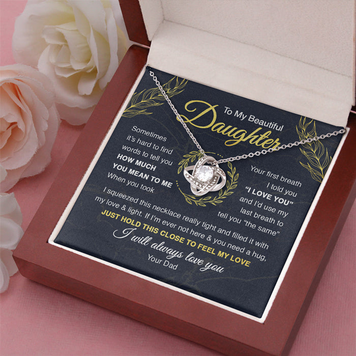 Je t'aimerai toujours - Collier avec nœud d'amour familial - Cadeau pour fille de la part de papa