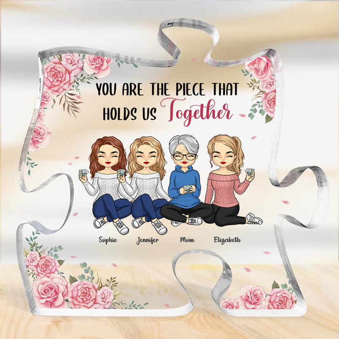 L'amour entre nous est éternel - Plaque acrylique personnalisée en forme de puzzle familial - Cadeau d'anniversaire pour maman de la part de sa fille
