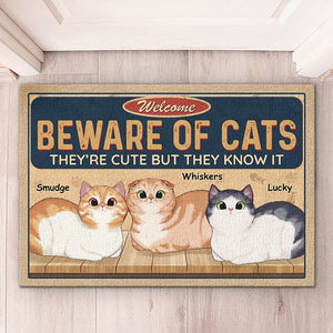 Attention, les chats de garde sont de service ! Tapis décoratif personnalisé pour chat ! Cadeau pour propriétaires et amoureux des animaux