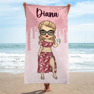 La vie est une plage, profitez de la fête - Serviette de plage personnalisée Bestie - Cadeau pour meilleures amies, BFF, sœurs