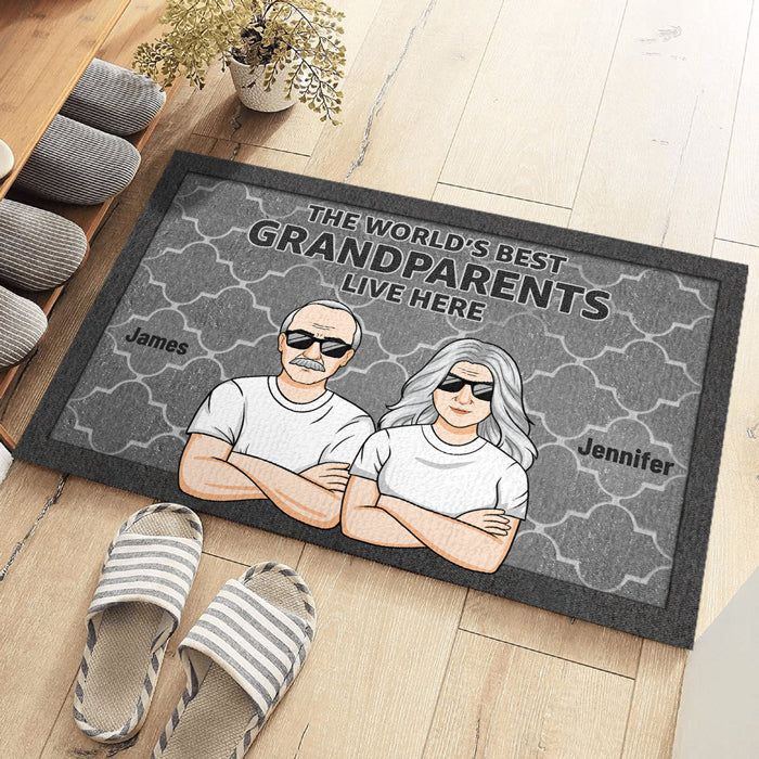 Les meilleurs grands-parents du monde - Tapis décoratif personnalisé pour la famille - Cadeau pour grand-père, grand-mère et grands-parents