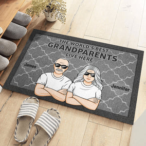 Les meilleurs grands-parents du monde - Tapis décoratif personnalisé pour la famille - Cadeau pour grand-père, grand-mère et grands-parents
