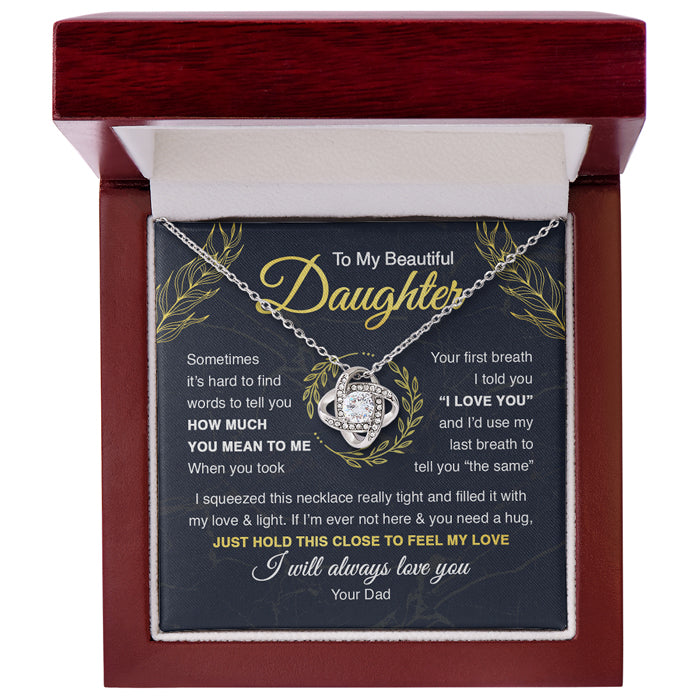 Je t'aimerai toujours - Collier avec nœud d'amour familial - Cadeau pour fille de la part de papa