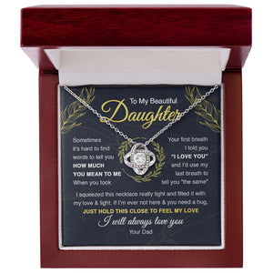 Je t'aimerai toujours - Collier avec nœud d'amour familial - Cadeau pour fille de la part de papa