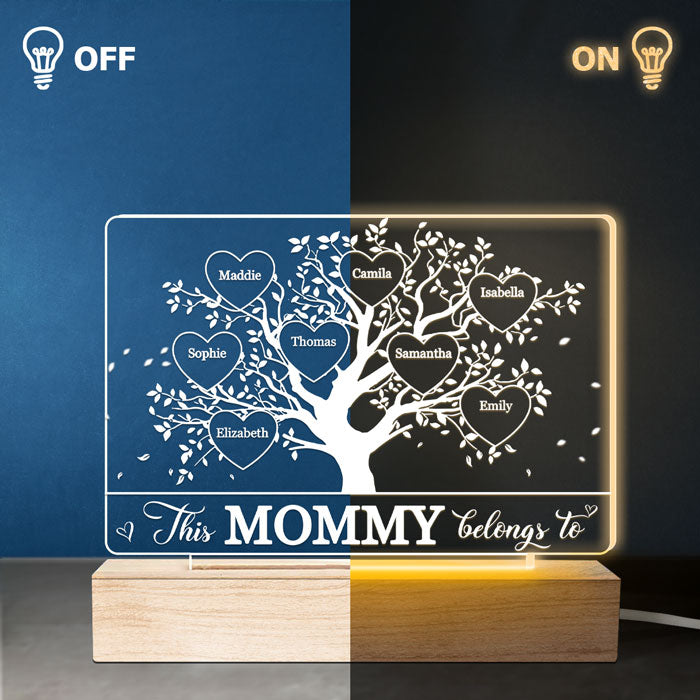 Cette grand-mère appartient à - Lampe LED 3D rectangulaire personnalisée pour la famille - Cadeau d'anniversaire, fête des mères pour maman et grand-mère
