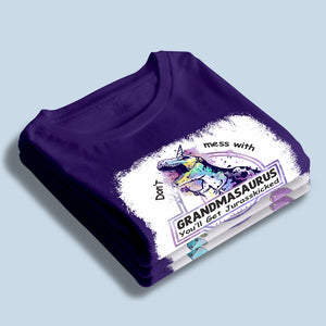 Don’t Mess With Grandmasaurus - Family Personalized Custom Fake Bleach T-Shirt - Mother's Day, Birthday Gift For Grandma