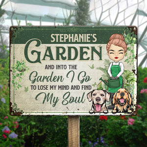 Une fille qui aimait vraiment les chiens et le jardinage – Panneau en métal personnalisé pour décoration de jardin – Cadeau de pendaison de crémaillère pour les amateurs de jardinage