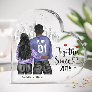 Aucun retour ni remboursement - Plaque acrylique personnalisée en forme de cœur pour couple - Cadeau pour mari et femme, anniversaire