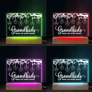 Les petits-enfants rendent la vie plus belle ! Lampe LED 3D rectangulaire personnalisée pour la famille - Cadeau d'anniversaire et de fête des mères pour grand-mère